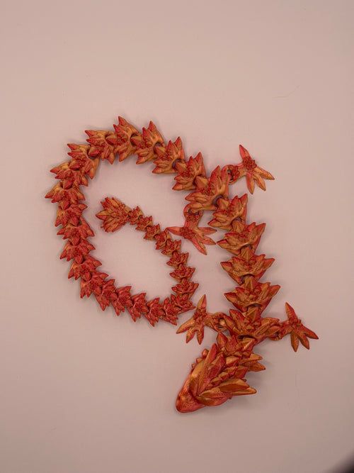 Articulated Crystal Dragon – Red & Gold Silk