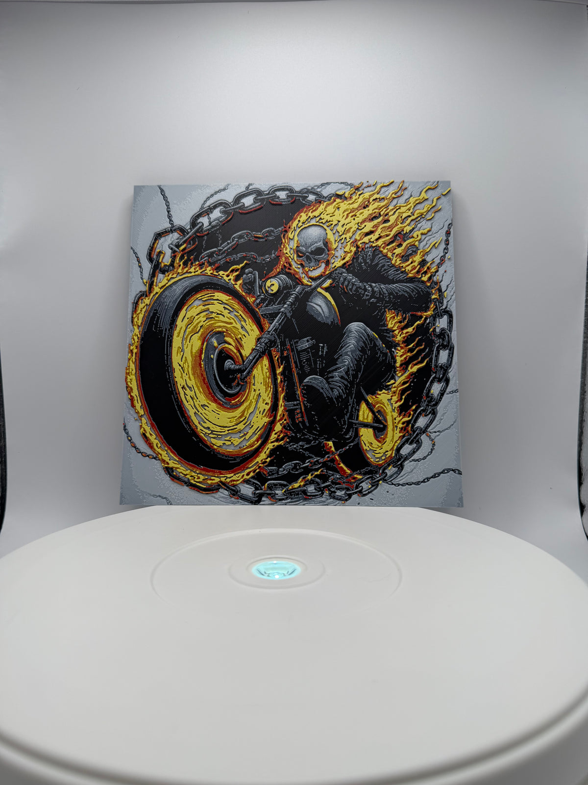Flaming Skull Rider HueForge Art